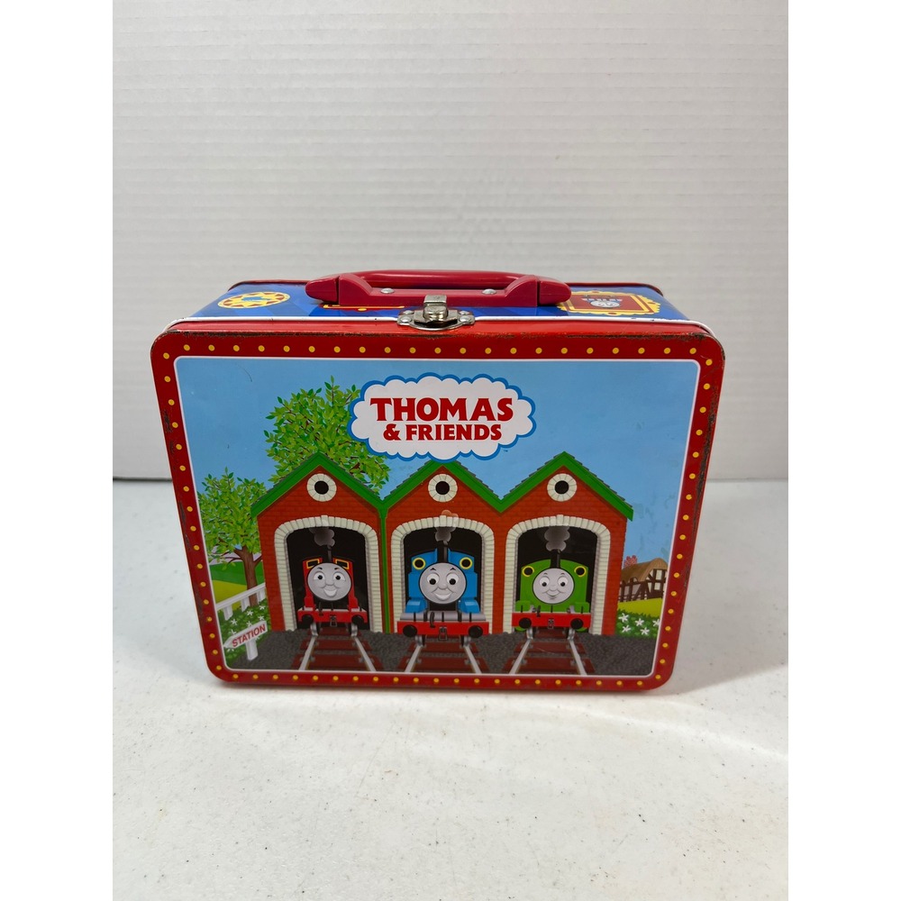 Thomas & Friends Metal Lunch Box Tin Case Tidmouth Sheds Blue Red Schylling